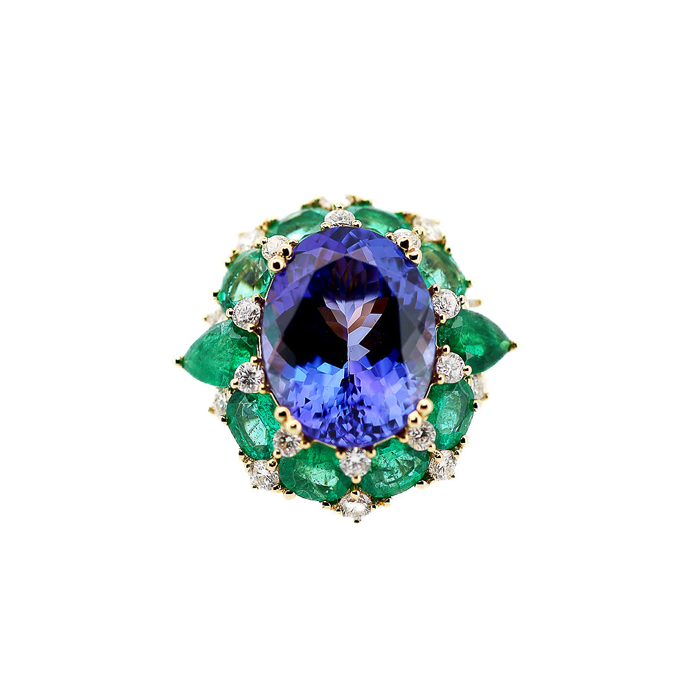 1st KA Lot 26 - Emerald and Tanzanite Diamond Ring